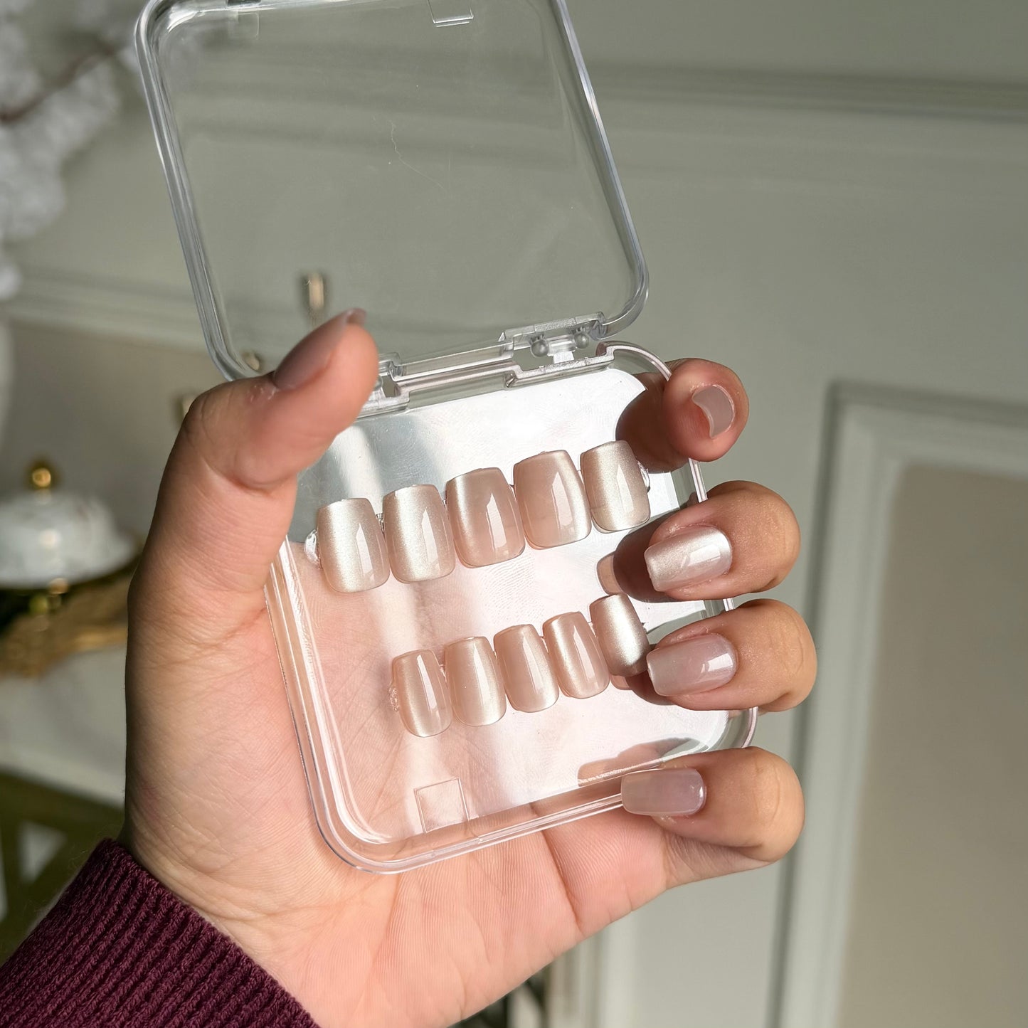 [PREMIUM] Handmade Cat-eye Reflective Nails-816- Free 24 pc Sticker Sheet  included