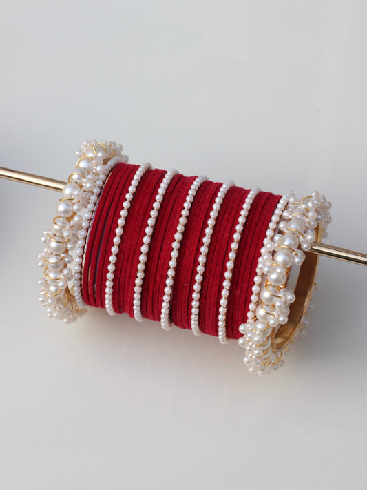Royal Velvet Bangle Set-5-Red
