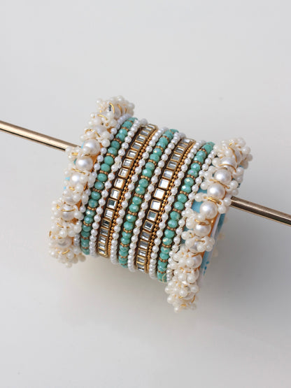 Celeste Pearlé Bangle Set-2-Shimmer Turcoise