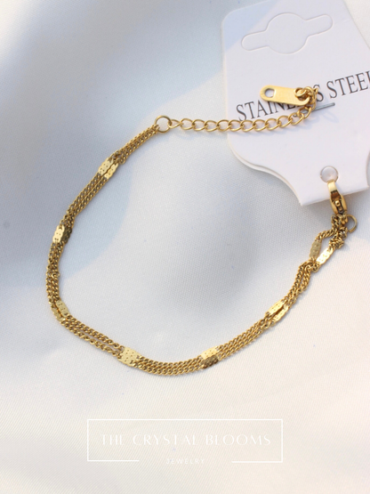 JBracelet/anklet (Stainless Steel) 18K Gold plated) Anti Tarnish Everyday wear Sleek Chain Bracelet -389-OM