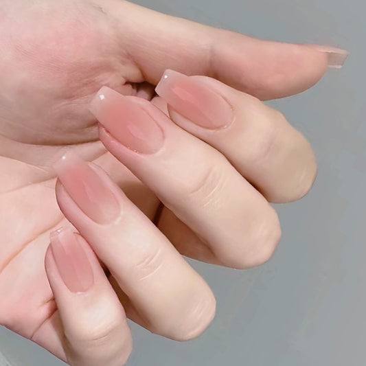 Square Pink Nude Nails-755- Free 4 pc nail kit included