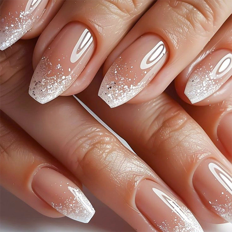 Nails-3736-Medium Length Almond nails- Free 24 pc Sticker Sheet  included