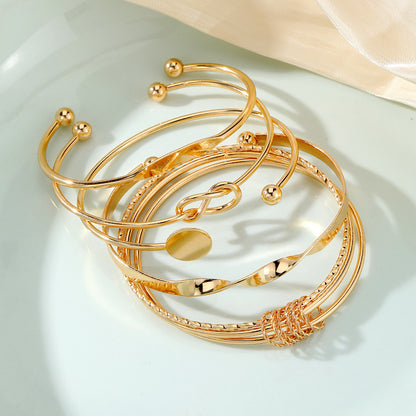 JBraceletSet - Trending Bracelet set of 5 pcs- gold statement bracelets-375-OM