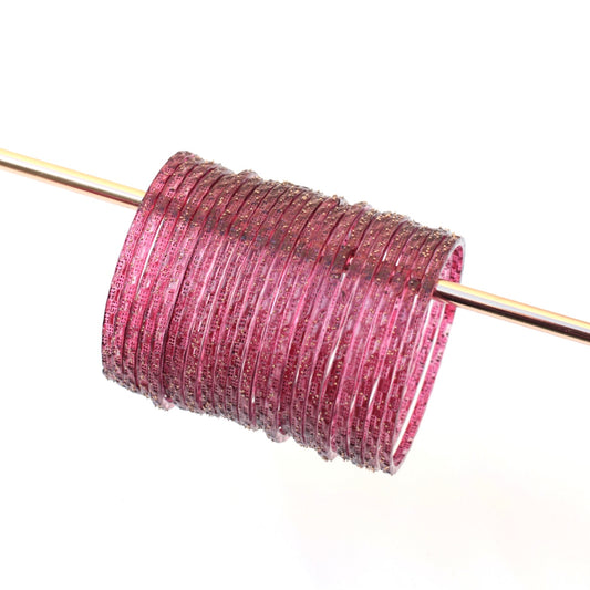 Rains- Viral Handmade Glass Bangles-Burgundy Pink- #37