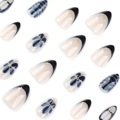 Nails-4046-Medium Length Almond nails- Free 24 pc Sticker Sheet included