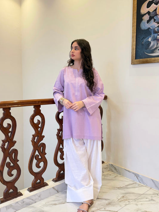 Lilac Classic Farshi Set - 2 pc Stitched