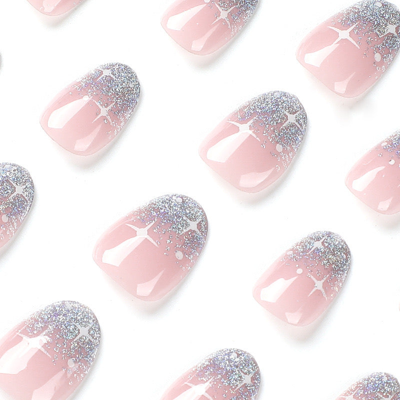 Nails-020 -Medium Length Almond nails- Free 24 pc Sticker Sheet included