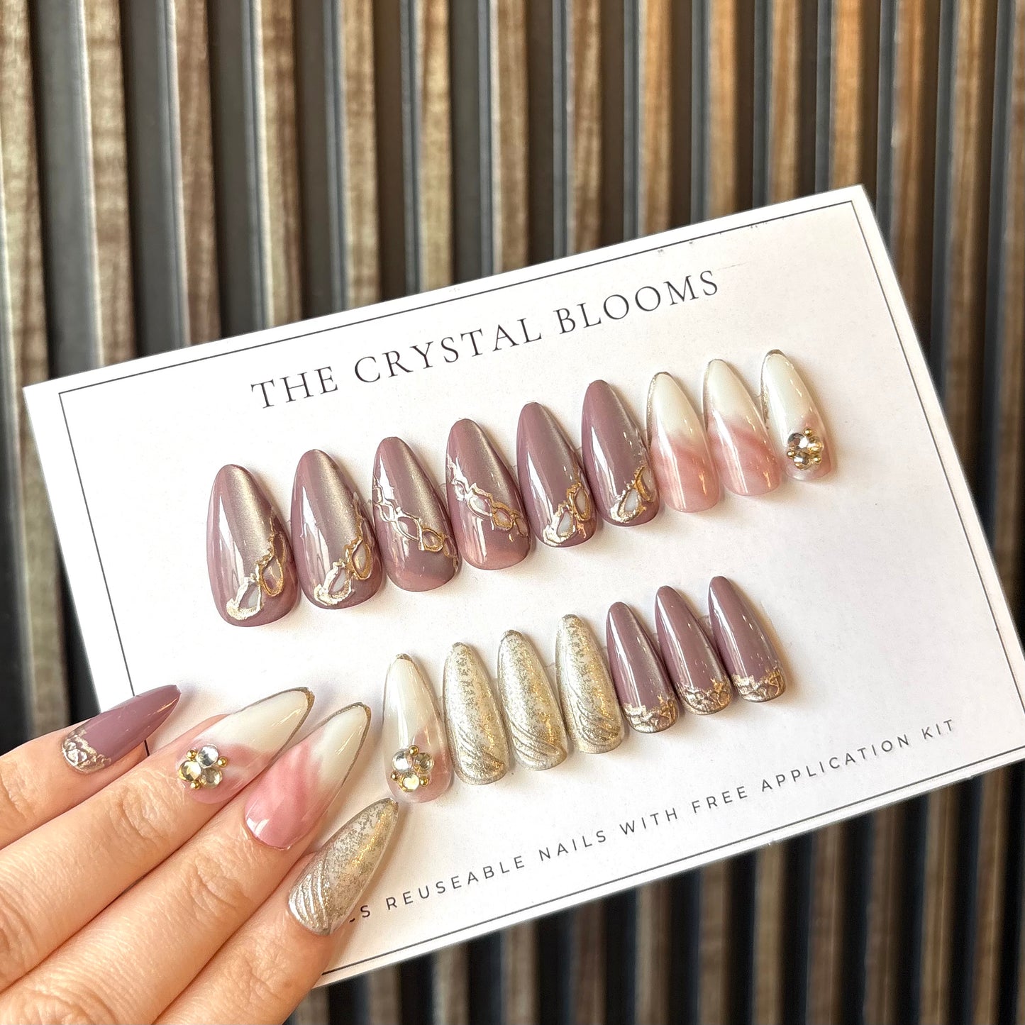 Nails-980M- Almond nails- Free 24pc Sticker Sheet included