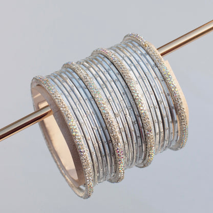 Nira Bangle Set-silver