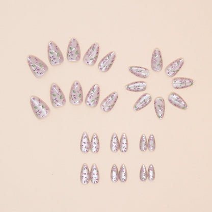 Cateye Printed Nails-1546-Medium Length Almond nails- Free 4 pc nail kit included