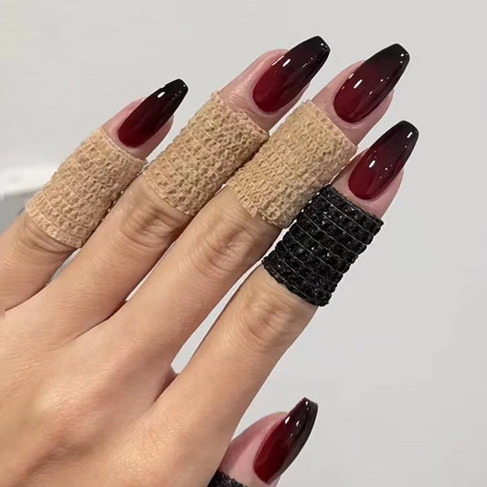 Shaded Red Nails-Mid length Square nails- 2522-Free 4-pc Nail-kit included
