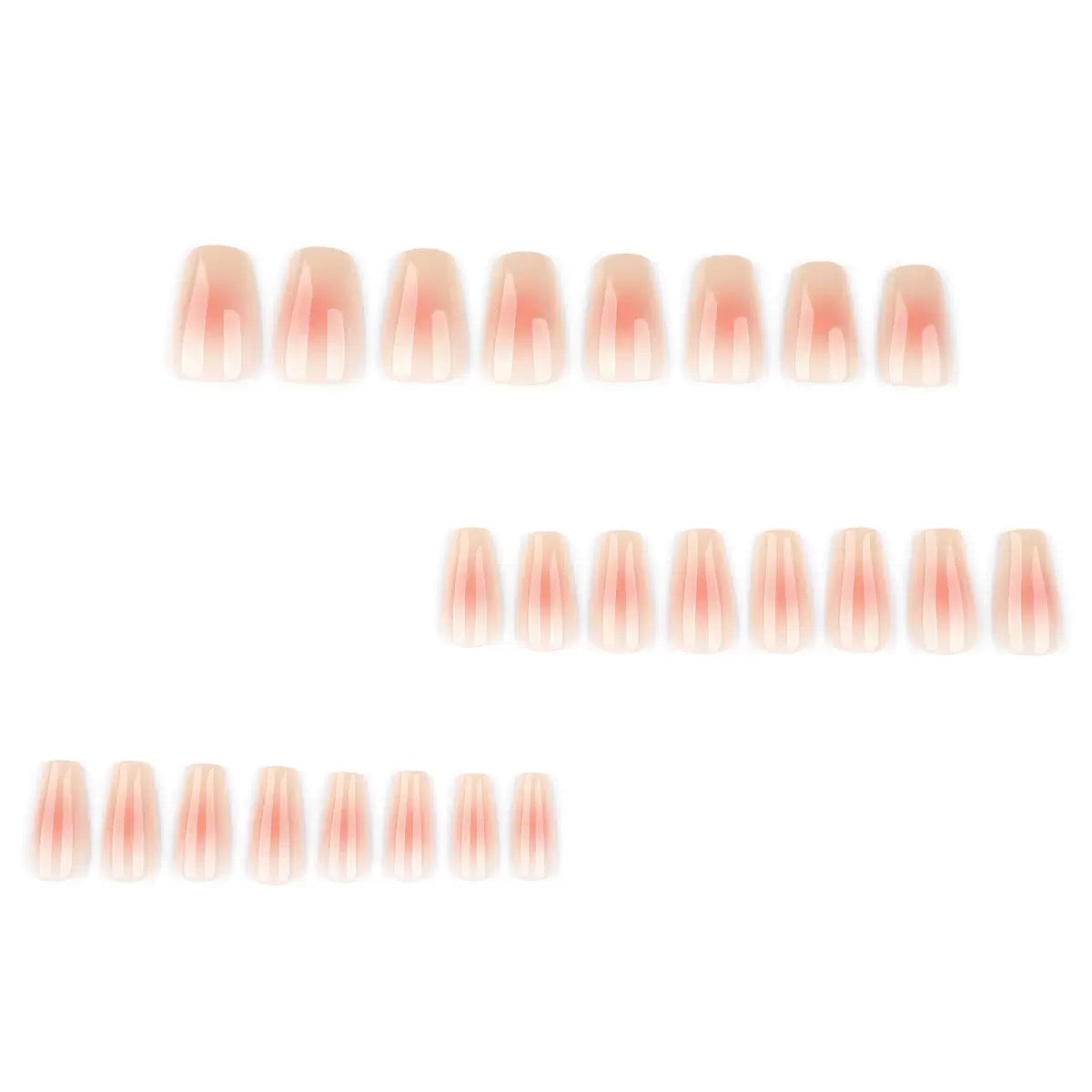 Nails-4100- Square Peach shaded nails- Free 24 -pc Sticker Sheet  included