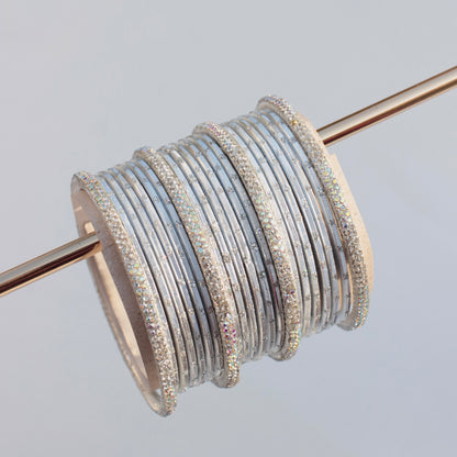 Nira Bangle Set-silver