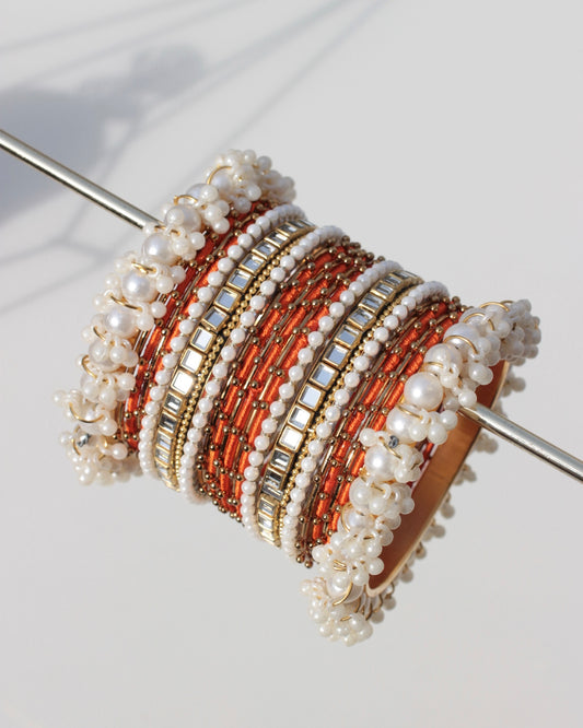 Zariah Premium Bangle Set-- Orange