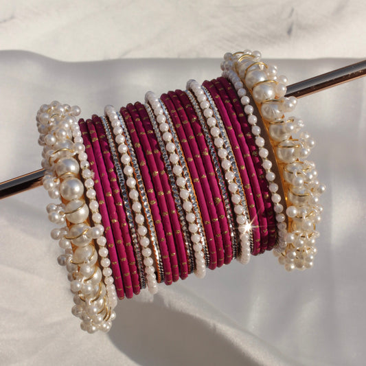 Rian Bangle Set-Darkest Pink