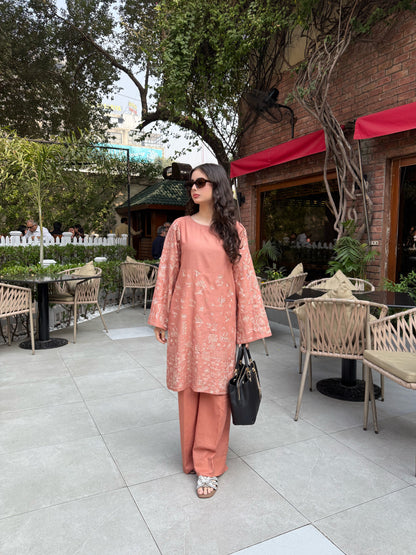 Peach Cloud - 2 pc Stitched