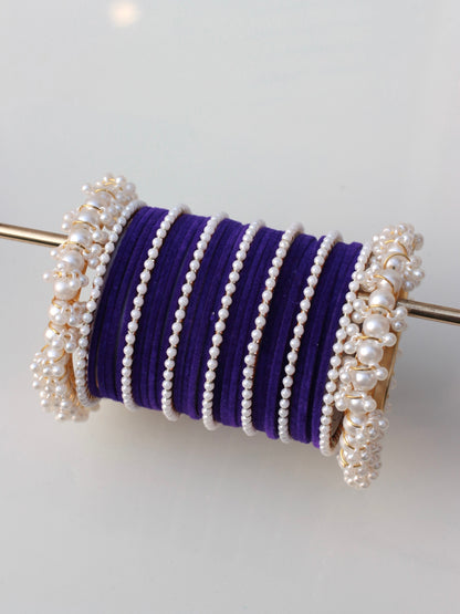 Royal Velvet Bangle Set-5-Purple