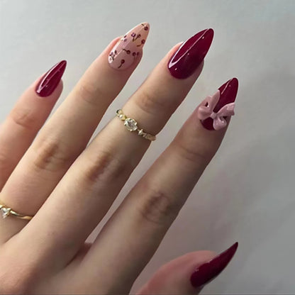 Viral Cherry Nails-061- FREE Nail-kit included with this Nails pack-CL