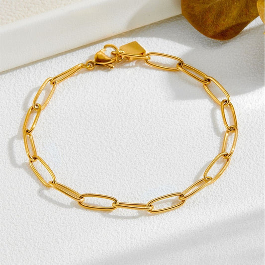 JBracelet/anklet (Stainless Steel) 18K Gold plated) Anti Tarnish Everyday wear Sleek Chain Bracelet -411-OM