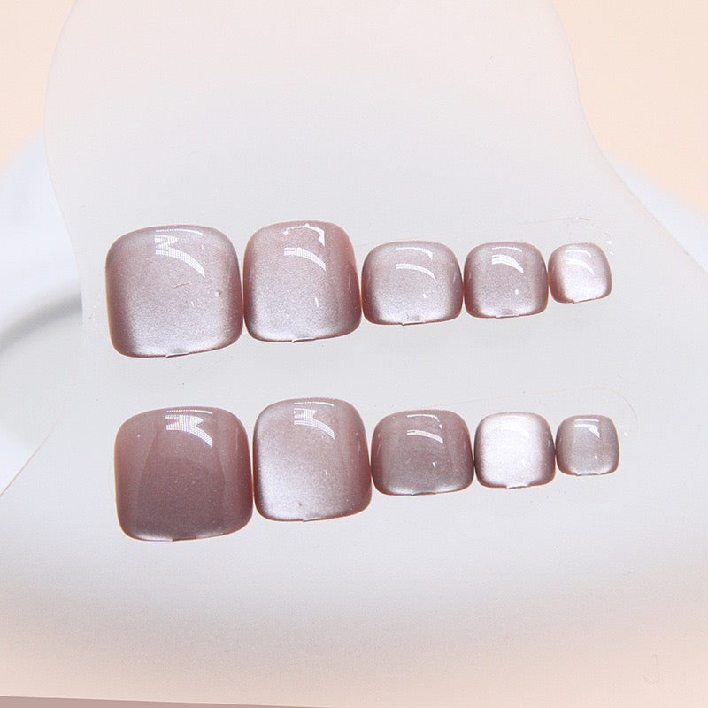 Cat-eye Mauve Toe Nails-137- Free 4 pc nail kit included