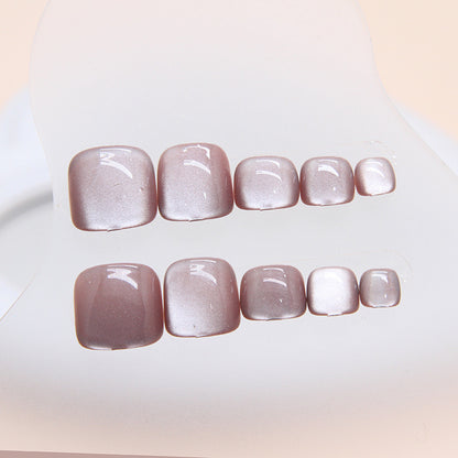 Cat-eye Mauve Toe Nails-137- Free 4 pc nail kit included
