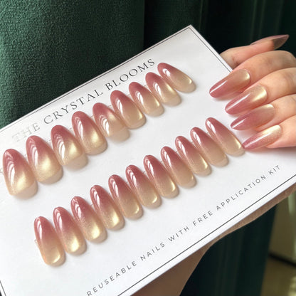 Nails-300-Gradient Cateye nails- Free 24pc Sticker Sheet included