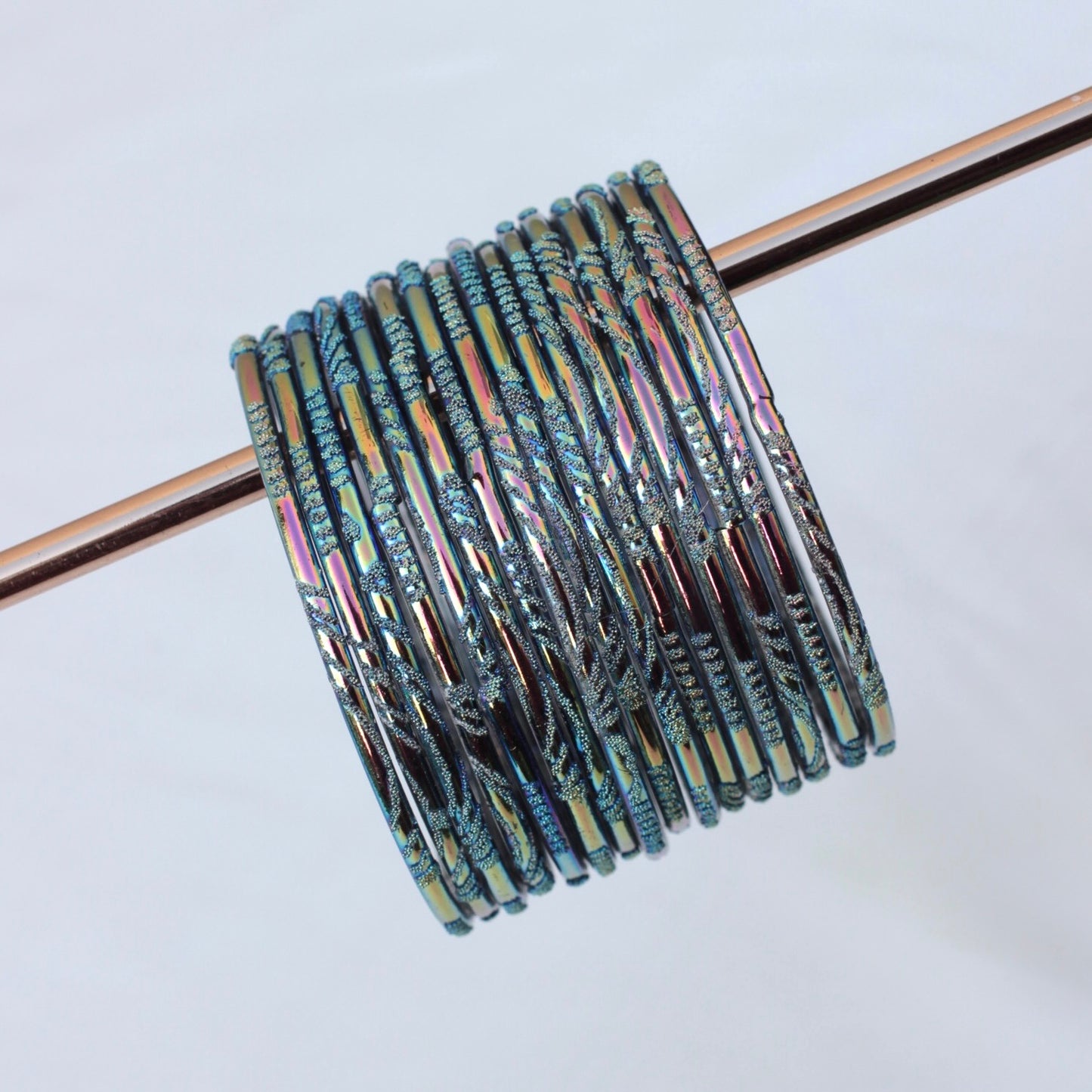 Moon- Viral Handmade Glass Bangles-Teal