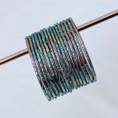Moon- Viral Handmade Glass Bangles-Teal