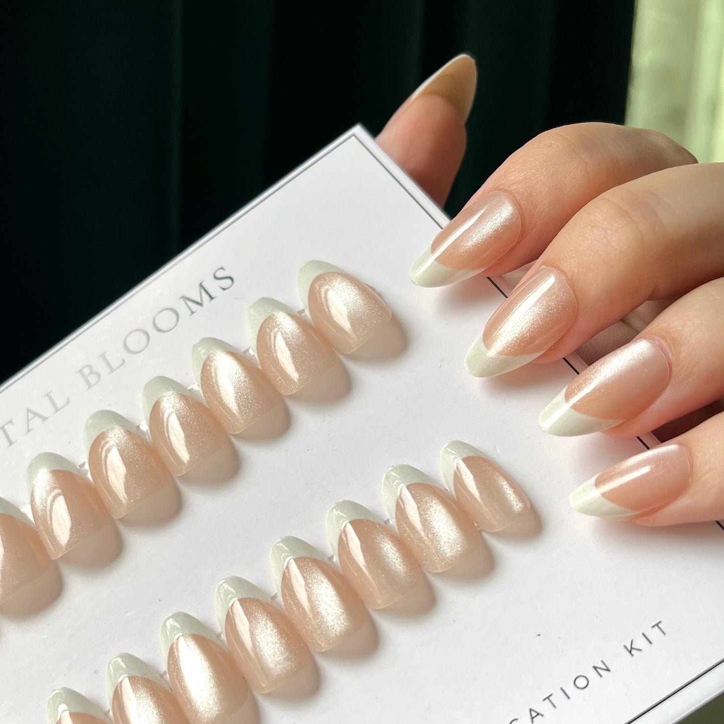 [PREMIUM] Cateye Nails-French Glitter Cateye nails-71-Free 24pc Sticker Sheet included