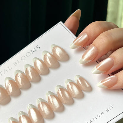 [PREMIUM] Cateye Nails-French Glitter Cateye nails-71-Free 24pc Sticker Sheet included