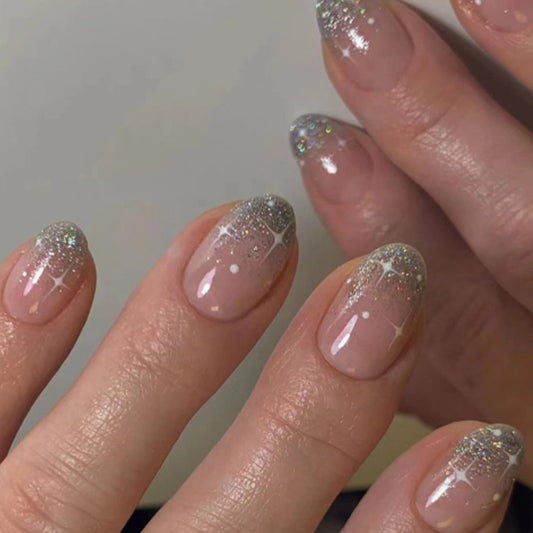 Nails-020 -Medium Length Almond nails- Free 24 pc Sticker Sheet included