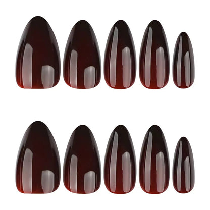 Nails-4100- Dark wine nails- Free 24 -pc Sticker Sheet  included