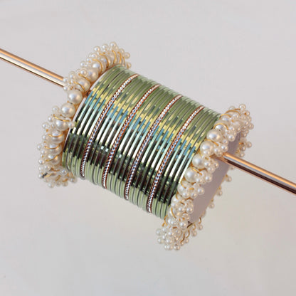 Mila Bangle Set-Parrot Green