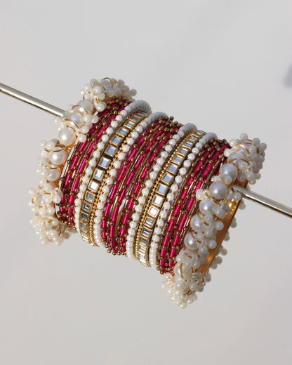Zariah Premium Bangle Set-Shocking Pink