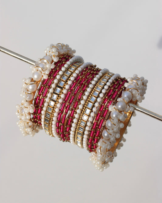 Zariah Premium Bangle Set-Shocking Pink