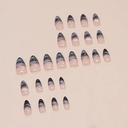 Black and Nude Nails-1608- Free 4 pc nail kit included