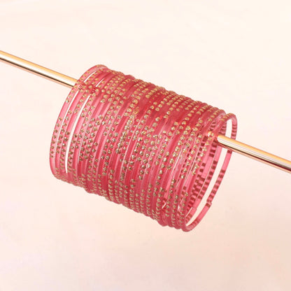 Mahnur- Viral Handmade Glass Bangles-Orange Peach