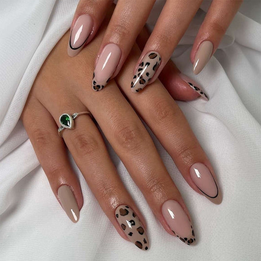 Nails-3585-Medium Length Almond nails- Free 24 pc Sticker Sheet included