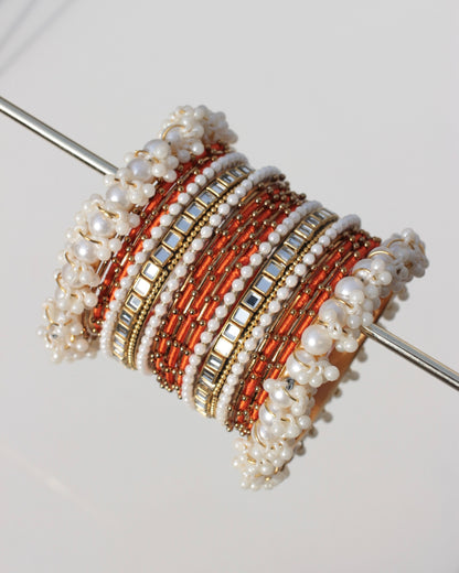 Zariah Premium Bangle Set-- Orange