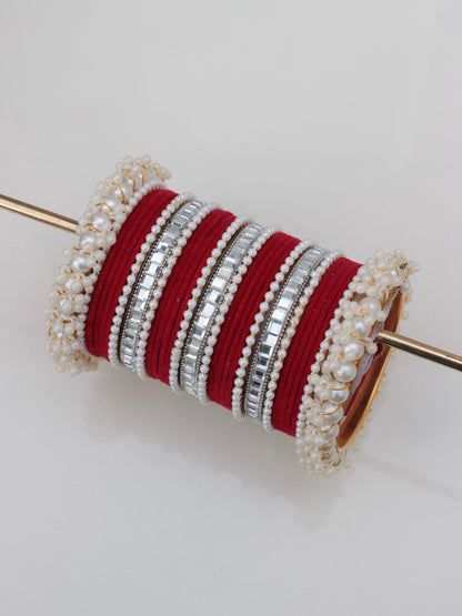 Velvet Luxe Bangle Set-6-Red