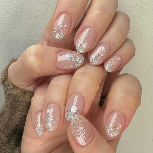 Nails-3576-Medium Length Almond nails- Free 4 pc nail kit included
