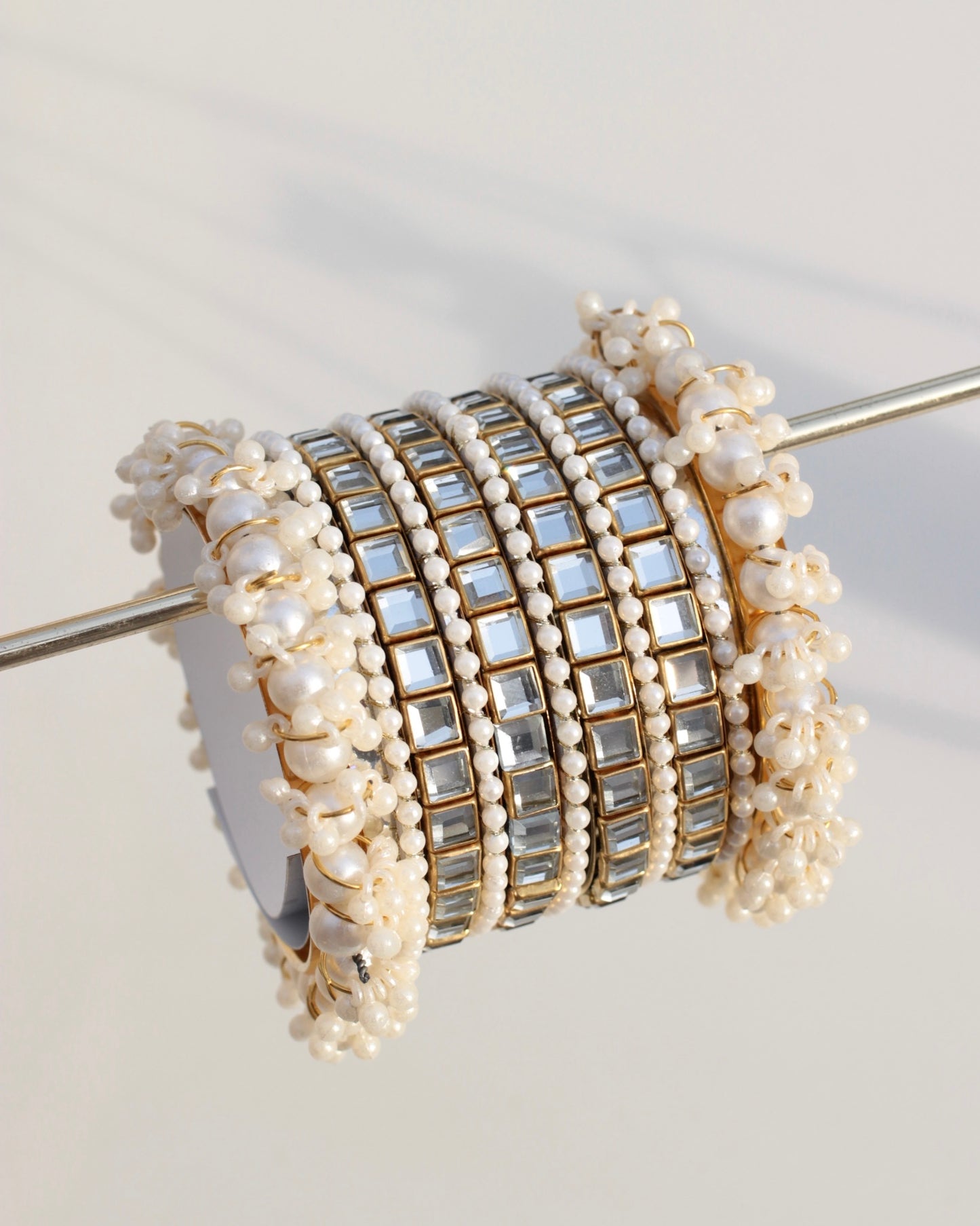 Noorané Bangle Set -Silver + Gold