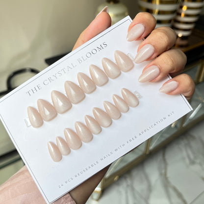 3D Handmade Cat-eye Pink + Shimmer Nails - 1886-Free 24 pc Sticker Sheet  included