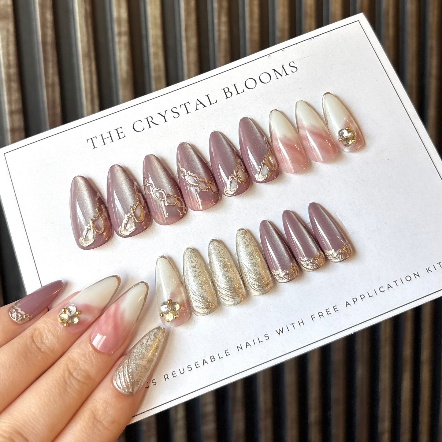 Nails-980M- Almond nails- Free 24pc Sticker Sheet included