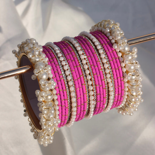 Rian Bangle Set-Hot Pink