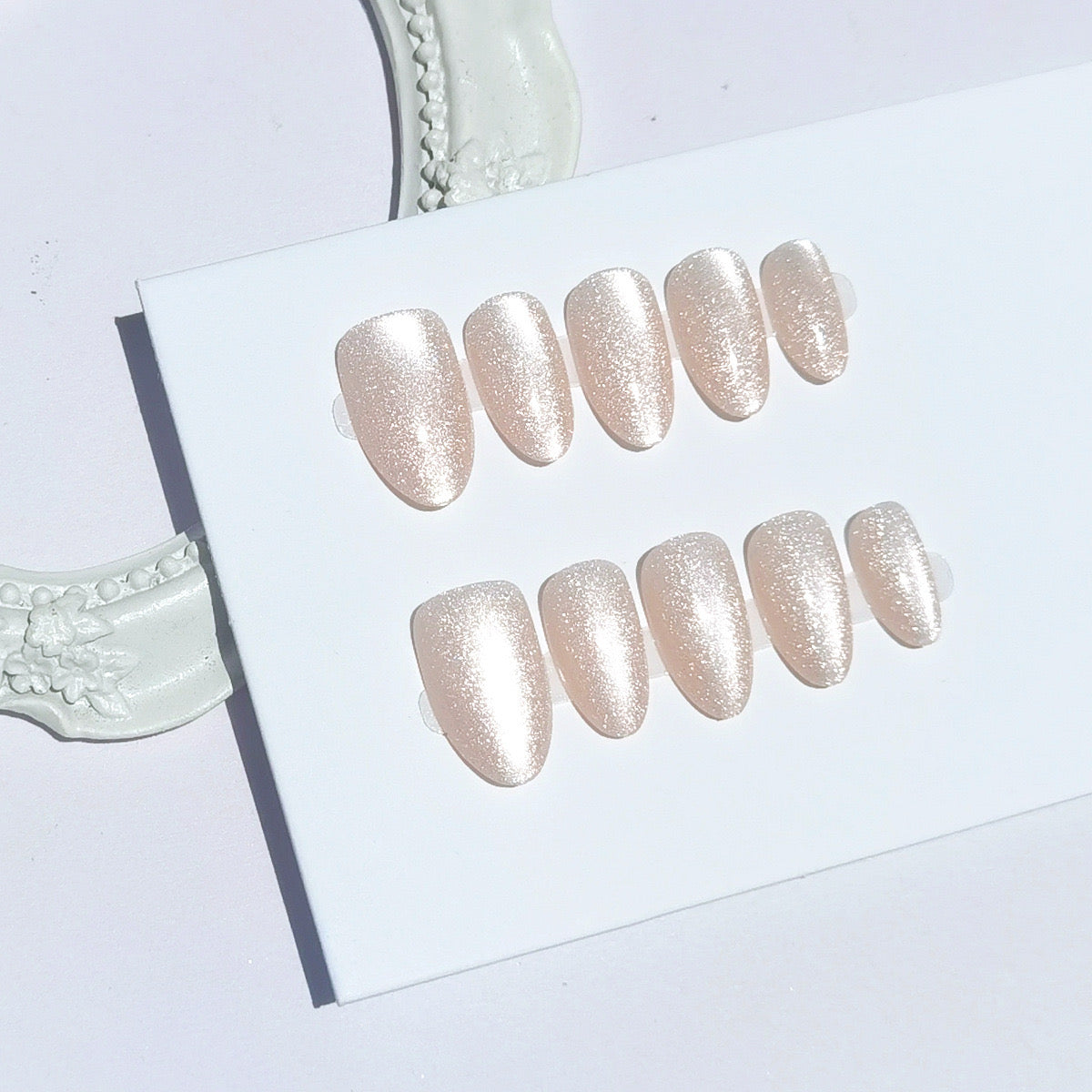 [PREMIUM] Handmade Luxury Cat-eye+Glitter Nails -850-Free 4 pc nail kit included