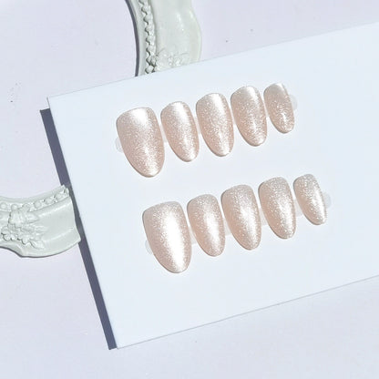 [PREMIUM] Handmade Luxury Cat-eye+Glitter Nails -850-Free 4 pc nail kit included