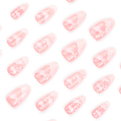 Nails-3125-Medium Length Almond nails with glitter - Free 4 pc nail kit included