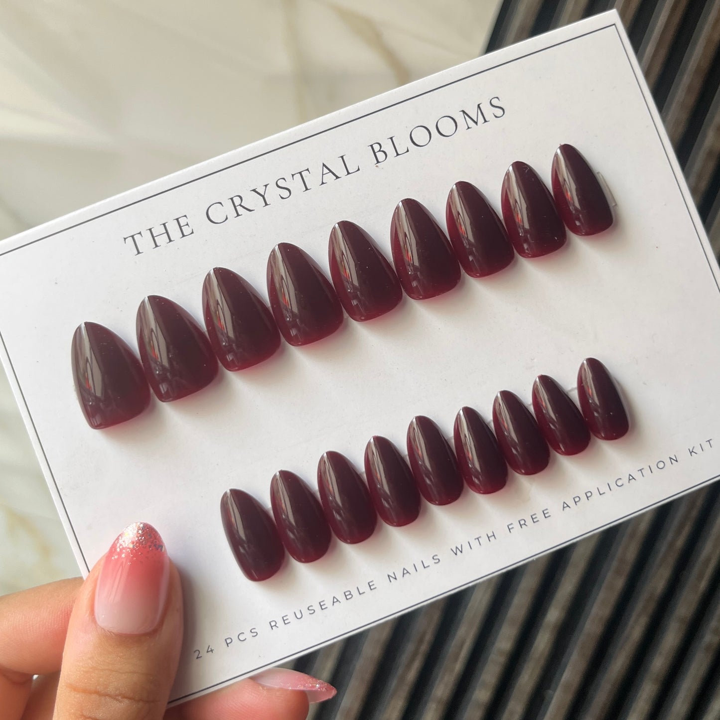 Nails-GD35- Premium Darkest Maroon Nails-n