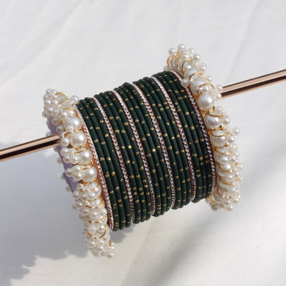 Azel Bangle Set- Dark Green